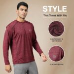 CHKOKKO Men's Round Neck Full Sleeve Regular Fit Lightweight Quick Dry Activewear Gym T Shirt for Workout Training Running and Activities - Image 5