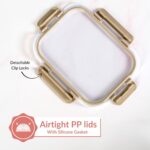 Nestasia Nestro Transparent Glass Containers with Lid Set of 3 (S-370ml, M-600ml, L-1000ml) | Rectangle Glass Food Storage Containers for Kitchen | Microwave, Dishwasher & Freezer Safe (Beige) - Image 7