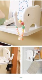 Wall-Mounted Multipurpose Elephant Design Shelf – No-Drill Self-Adhesive Storage Rack for Phone, Keys, Glasses & Decor – Cute Organizer for Bedroom, Entryway or Office (White) - Image 2