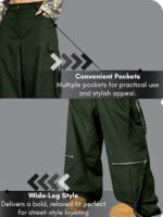 GRECIILOOKS Cargo Pants For Woman | Trousers For Womans |High Waist Cotton Trouser for Women – Flared Parachute Pants with Side Pockets |Womens Cargo Pant | Elegant for College & Events (Available in Plus Size) - Image 5
