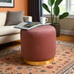 Velvet Ottoman Pouffe – Round Upholstered Sitting Stool & Footrest | Multi-Purpose Puffy Mudda for Living Room, Bedroom, Office – Stylish Home Furniture & Décor (Gajri) - Image 3