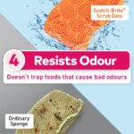 Scotch-Brite Scrub Dots Non-Scratch Sponge, Suitable for Ceramics and Non-Stick Ware, rinses Clean and Stays Odor Free (2 Pieces) - Image 7