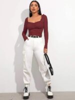 Shasmi Women's & Girl's Polyester Slim Fit Full Sleeve, Sweat Hear Neck, Frill Trim Ruched Crop Top - Image 10