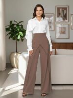 GRECIILOOKS Trousers for Woman | Womens High Rise High Waist Flared Korean Style | Formal Pant for Women Office Wear| Track Pants for Womans Elegant for College & Events (Available in Plus Size) - Image 6