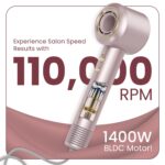 MakeMeebold Make Mee Bold Swift High-Speed Hair Dryer | 110,000 RPM Motor | 3X Faster Drying | 4 Modes with AI Smart Heat Control | Lightweight & Quiet Hair Dryer with Magnetic Concentrator | Frizz-Free Shine | Gifts for woman - Image 4