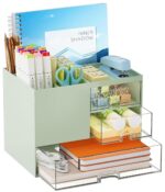 Shuttle Art Desk Organizer with 3 Drawers | 3-Tier Storage Box with 5 Compartments for Stationery, Office Supplies, Study Table & Craft Materials | Pen Pencil Holder for Home & Office (White) - Image 10