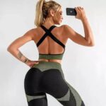 Stylish 3pc Track Suit Gym Wear for Women Workout Set with Butt Lift High Waist Stretchable Leggings, Zipper Crop Top and Cross Strap Sports Bra, Yoga Outfit Co Ord Sets - Image 2
