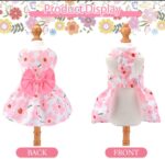KUTKUT Floral Pattern Dog Dress with Lovely Bow Pet Apparel Dog Clothes for Small Breed Dogs and Cats | Puppy Summer Dress | Dogs and Cats Birthday Pet Apparel Dresses (Size:L, Bust:42cm, Length:32cm) - Image 9