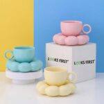 Ceramic Sunflower Bloom Cup and Saucer Set Microwave Safe Coffee Mug for Home and Kitchen Dining - 350ml Capacity (Pink) - Image 6