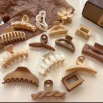 Large Hair Claw Clips Set, Matte Finish, Flower Design, Neutral Colors, 5 Pieces - Image 2