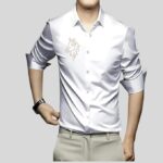 IndoPrimo Men's Satin Shirt with Spread Collar Neck Line Solid Pattern Full Sleeves Regular Fit Western Style and Standard Length - Image 11