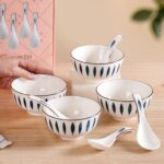 Nestasia Set of 4 Soup Bowl with Spoon (350ml Each) - Ceramic Microwave & Dishwasher Safe Bowls for Serving Soup, Curry, Custard, & Dessert | Teardrop Design Bowl Set Perfect for Gifting & Daily Use - Image 6