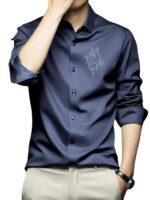 IndoPrimo Men's Satin Shirt with Spread Collar Neck Line Solid Pattern Full Sleeves Regular Fit Western Style and Standard Length - Image 20