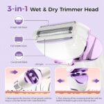 Electric Body Shaver Trimmer for Women - BEAUTYCARE Cordless Razor for Women Portable Lady Shaver for Legs, Arm, Underarms, Bikini, USB Rechargeable, Wet & Dry Waterproof Bikini Trimmer for Woman, Purple - Image 2