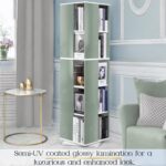 ABOUT SPACE Rotating Book Shelf for Home Library - 5 Tier 360° Book Rack | DIY Wooden Book Stand with Partition & Bottom Turnplate for Office, Livingroom, Bedroom (White - L 38 x B 38 x H 150 cm) - Image 3