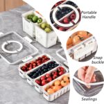 Vasukie Divided Fridge Storage Boxes With 4 Serving Veggie Tray with Lid and Handle, Fridge Organizer with Removable 4 Compartment, Fridge Storage Containers (4 Compartment-1PC) - Image 6