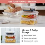 Nestasia Nestro Transparent Glass Containers with Lid Set of 3 (S-370ml, M-600ml, L-1000ml) | Rectangle Glass Food Storage Containers for Kitchen | Microwave, Dishwasher & Freezer Safe (Beige) - Image 4