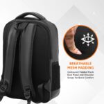 Amazon Basics Leather Laptop Backpack (15.6 Inch) | Water Resistant | Large Storage Compartments | Breathable Shoulder Straps | for Office, Travel or College (Black) - Image 3