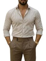 IndoPrimo Men’s Striped Shirt | Premium Slim Fit Full Sleeve Formal Casual Shirt | Button-Down Cotton Shirt for Office - Image 7