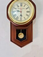 The Antique Attraction-Vintage Wooden Pendulum Wall Clock with Roman Numerals - Image 7