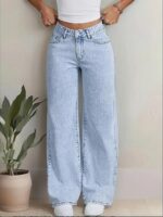 Nifty Women's Denim Stretchable High Waist Light Wash Baggy Jeans || Back Pocket Bow tie Detail - Image 2