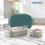 WARMEO MICROMATE Microwave-Safe Stainless Steel Lunch Box, Bpa Free, Perfect for Office, School, Travelling, Combo(800ml+150 ml),Green - Image 2