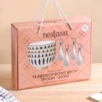 Nestasia Set of 4 Soup Bowl with Spoon (350ml Each) - Ceramic Microwave & Dishwasher Safe Bowls for Serving Soup, Curry, Custard, & Dessert | Teardrop Design Bowl Set Perfect for Gifting & Daily Use - Image 7