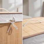 HomeStorie® Eco-Friendly Foldable Bamboo Laundry Basket Hamper with Lid, Large - 81 Liter (Light Brown) - Image 8