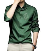 IndoPrimo Men's Satin Shirt with Spread Collar Neck Line Solid Pattern Full Sleeves Regular Fit Western Style and Standard Length - Image 12