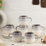 The Earth Store Tritone Grey Ovule Shape Cup Set of 6 for Tea, Microwave and Dishwasher Safe, Perfect for Every Occasion Capacity - 190 ml Each - Image 4