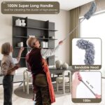 Hallstatt 3 In 1 Long Handle Microfiber Feather Ceiling Duster With Extendable Pole 30-100 Inch With Anti Scratch Bendable Head For Cleaning High Cobweb Stick High Ceiling Fan - Stainless Steel,Grey - Image 7