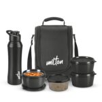 MILTON Pro Lunch Box with Steel Cutlery, 3 Microwave Safe Inner Steel Containers (180ml, 320ml, 450ml) Plastic Chutney Dabba 100ml, Bottle 750ml with Insulated Bag, Office Tiffin, Black - Image 10
