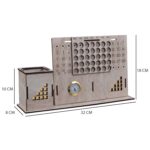 Deskart Wooden Pen Holder Stand With Life Time Calander And Clock | Multipurpose Desk Organizer For Office Desk Decoration - White - Image 2