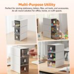 Amazon Basics Compact Desk Storage Box | 8 × 17 × 8 cm | White | Plastic | Lightweight & Space-Saving | Pack of 3 - Image 5