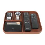 Rectangular Premium Vegan Leather Valet Tray|Stylish & Modern Office Desk Tray| Table/Bedside/Entryway Organiser For Everyday Essentials Like Keys, Phone, Watch, Wallet, Jewellery|Tan - Image 6