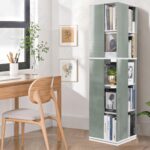 ABOUT SPACE Rotating Book Shelf for Home Library - 5 Tier 360° Book Rack | DIY Wooden Book Stand with Partition & Bottom Turnplate for Office, Livingroom, Bedroom (White - L 38 x B 38 x H 150 cm) - Image 6