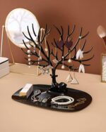 Oblivion Plastic Deer/Antlers Jewelry Holder Deer Tree | Creative Sika Deer Tree Tray Display Stand Holder (Black) - Image 3