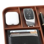 Rectangular Premium Vegan Leather Valet Tray|Stylish & Modern Office Desk Tray| Table/Bedside/Entryway Organiser For Everyday Essentials Like Keys, Phone, Watch, Wallet, Jewellery|Tan - Image 3