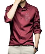 IndoPrimo Men's Satin Shirt with Spread Collar Neck Line Solid Pattern Full Sleeves Regular Fit Western Style and Standard Length - Image 19