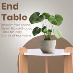 Modern Round Side Table, Home Decor for Living Room, Bed Side Tables for Bed Room, stools for Home, Furniture for Home, 2-Tier White Shelves, 30 x 30 x 40 cm - Image 8