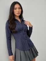 Solid Front Button Long Sleeve Casual Shirt for Women' & Girl's - Image 4