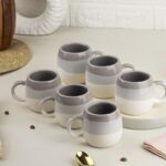 The Earth Store Tritone Grey Ovule Shape Cup Set of 6 for Tea, Microwave and Dishwasher Safe, Perfect for Every Occasion Capacity - 190 ml Each - Image 5