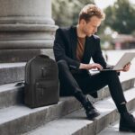 Amazon Basics Leather Laptop Backpack (15.6 Inch) | Water Resistant | Large Storage Compartments | Breathable Shoulder Straps | for Office, Travel or College (Black) - Image 9