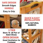 5-Tier Foldable Bamboo Wooden Shoe Racks | Collapsible Multipurpose Rack for Storage Entryway Furniture Rack | Shelf Organizer for Home and Kitchen | Slipper Stand Chappal Storage Organizer - Image 7