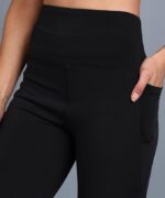 Rock Paper Scissors Premium Flare Gym Pants High Waist Stretchable Flared Leggings with Pockets Gym wear/Active Wear Tights Yoga Pants Womens Workout Tights Gym Tight Black - Image 6