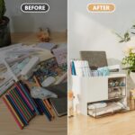 Shuttle Art Desk Organizer with 3 Drawers | 3-Tier Storage Box with 5 Compartments for Stationery, Office Supplies, Study Table & Craft Materials | Pen Pencil Holder for Home & Office (White) - Image 8