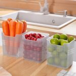 Fridge Storage Boxes - Set Of 6 With Drain Tray, Stackable Plastic Container | 1.5l Capacity, Transparent Grey, Ideal As Fridge Storage Containers, kitchen food storage container for home - Image 5
