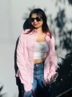 Women’s Pink Striped Shirt | Elegant Button Down Shirt for Women | Stylish Casual & Office Wear Top - Image 3