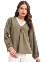 SheWill Thread Embroide Georgette Shirt Style Top with Button-Down Front, Colla Neckline, and Long Sleeves for a Chic and Elegant Everyday Look - Image 13