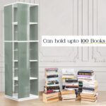 ABOUT SPACE Rotating Book Shelf for Home Library - 5 Tier 360° Book Rack | DIY Wooden Book Stand with Partition & Bottom Turnplate for Office, Livingroom, Bedroom (White - L 38 x B 38 x H 150 cm) - Image 5